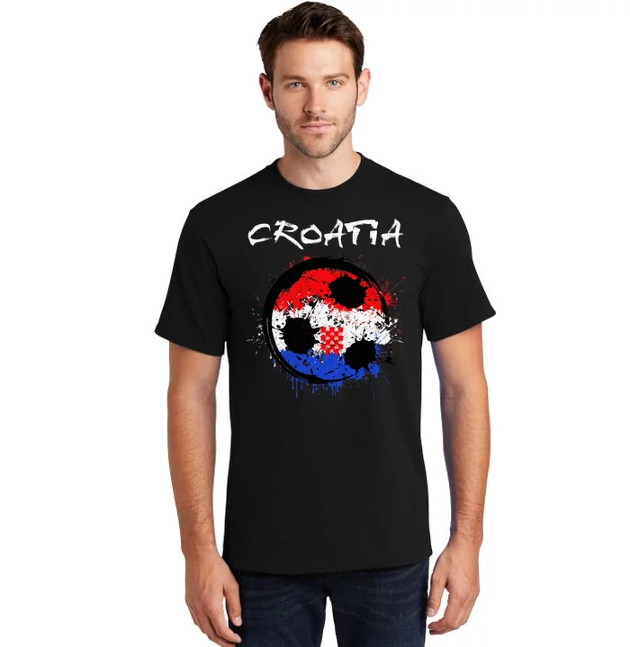 Croatia Soccer Ball Flag Tall T-Shirt