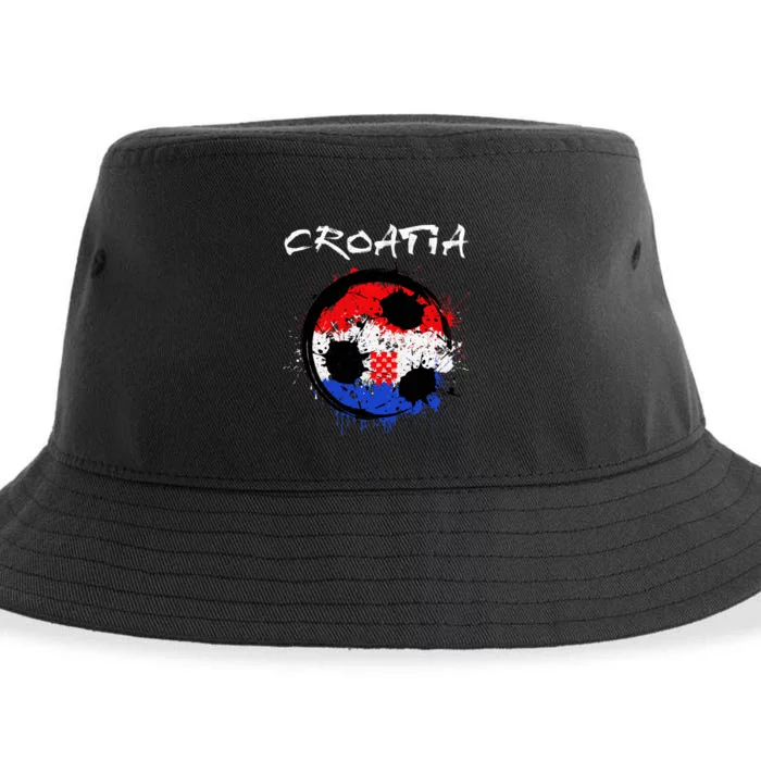 Croatia Soccer Ball Flag Sustainable Bucket Hat