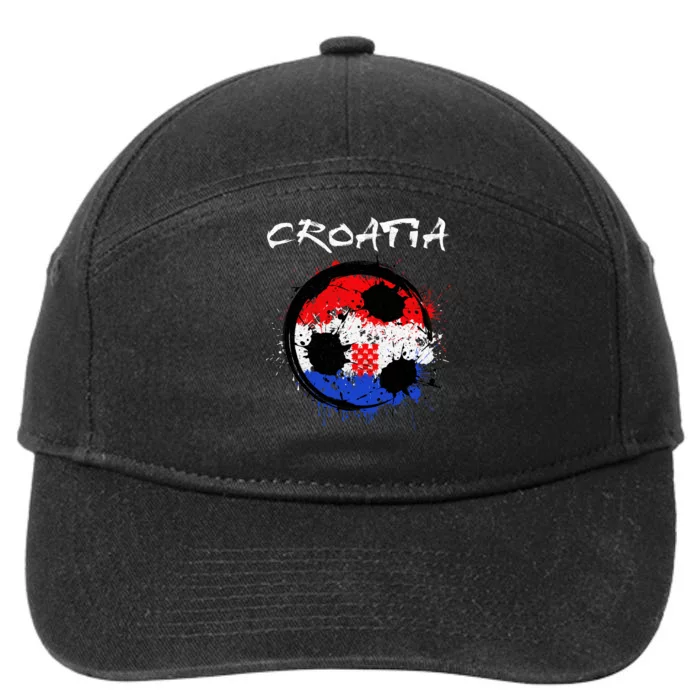 Croatia Soccer Ball Flag 7-Panel Snapback Hat