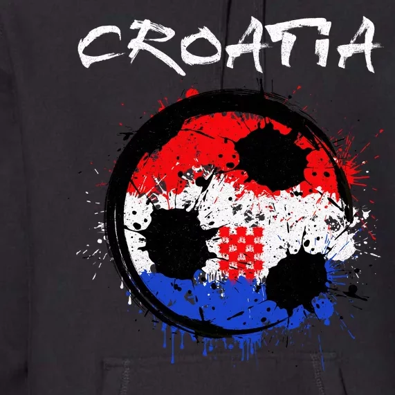 Croatia Soccer Ball Flag Premium Hoodie