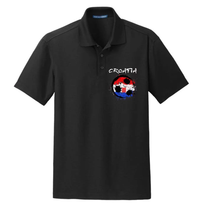 Croatia Soccer Ball Flag Dry Zone Grid Performance Polo