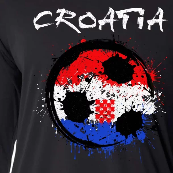 Croatia Soccer Ball Flag Cooling Performance Long Sleeve Crew