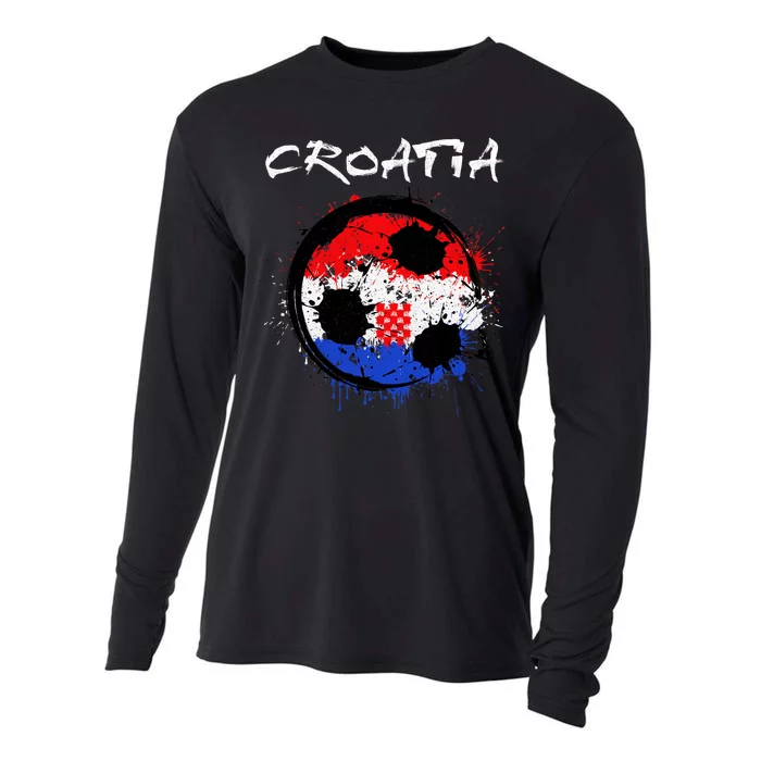 Croatia Soccer Ball Flag Cooling Performance Long Sleeve Crew