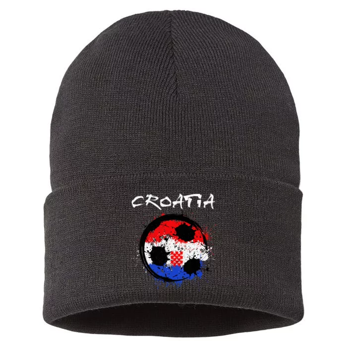 Croatia Soccer Ball Flag Sustainable Knit Beanie