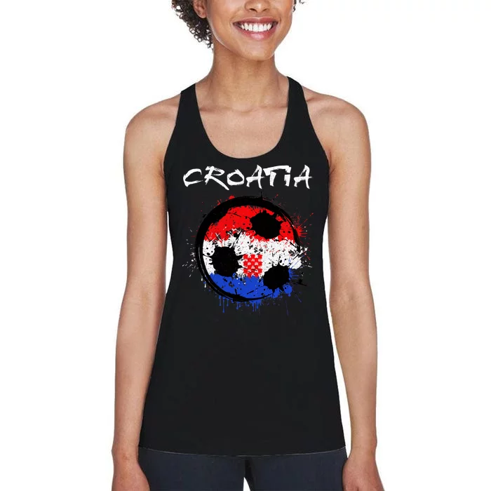 Croatia Soccer Ball Flag Women's Racerback Tank