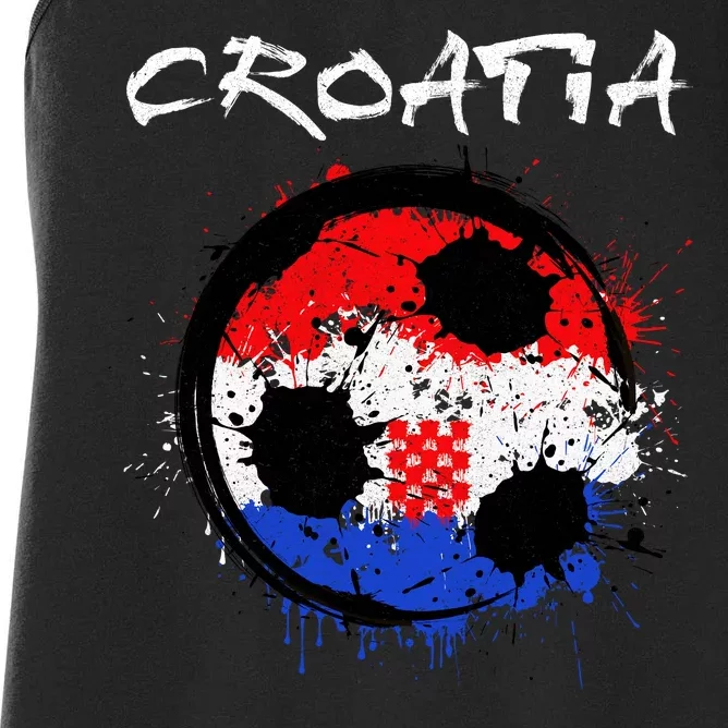 Croatia Soccer Ball Flag Women's Racerback Tank