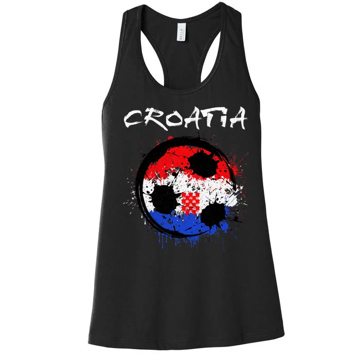 Croatia Soccer Ball Flag Women's Racerback Tank