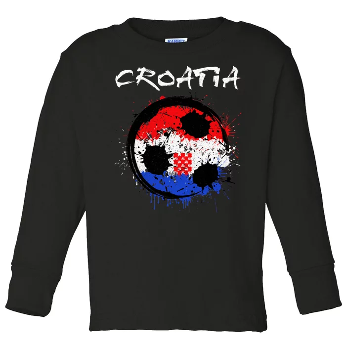 Croatia Soccer Ball Flag Toddler Long Sleeve Shirt