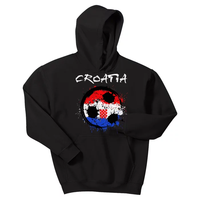 Croatia Soccer Ball Flag Kids Hoodie