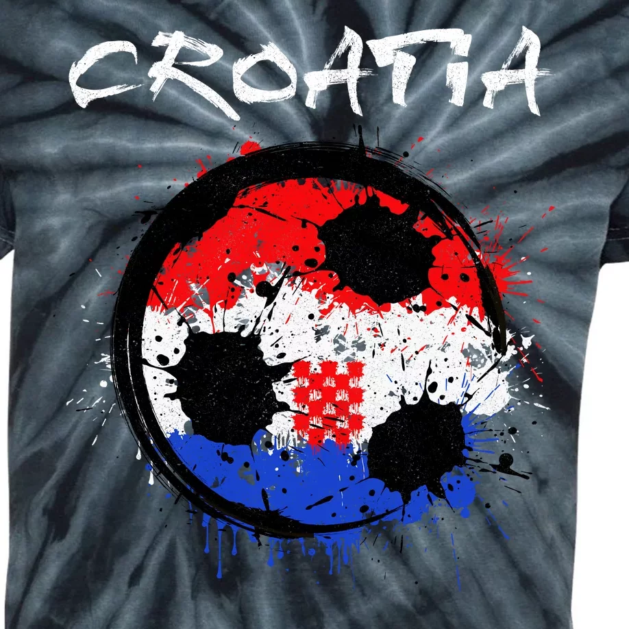 Croatia Soccer Ball Flag Kids Tie-Dye T-Shirt