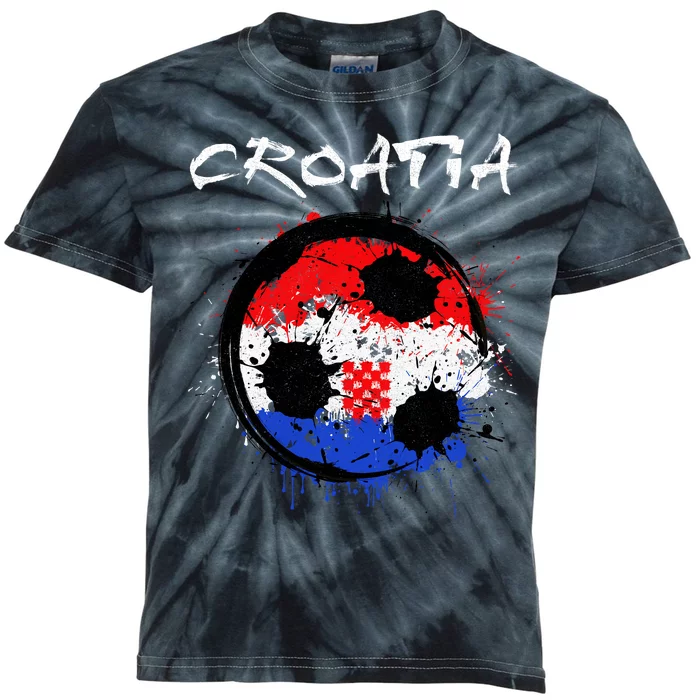 Croatia Soccer Ball Flag Kids Tie-Dye T-Shirt