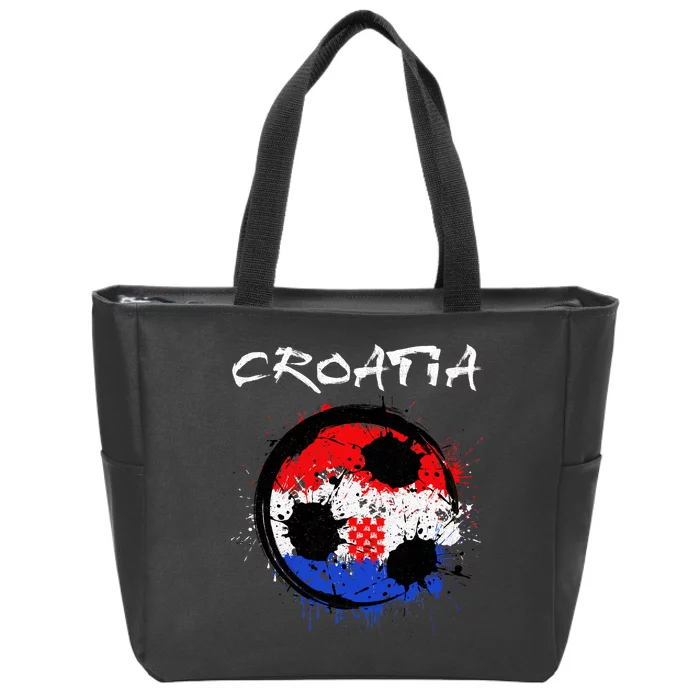 Croatia Soccer Ball Flag Zip Tote Bag