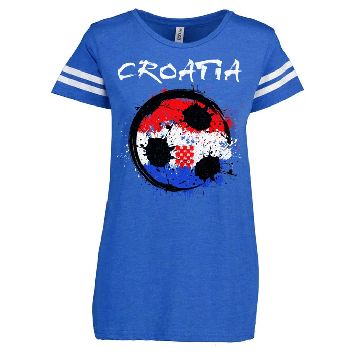 Croatia Soccer Ball Flag Enza Ladies Jersey Football T-Shirt