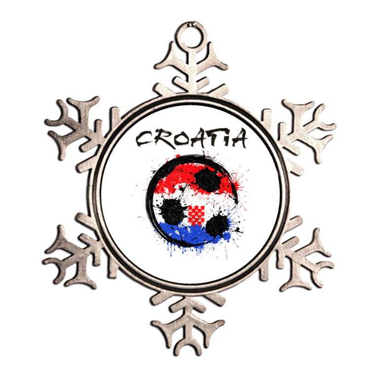 Croatia Soccer Ball Flag Metallic Star Ornament