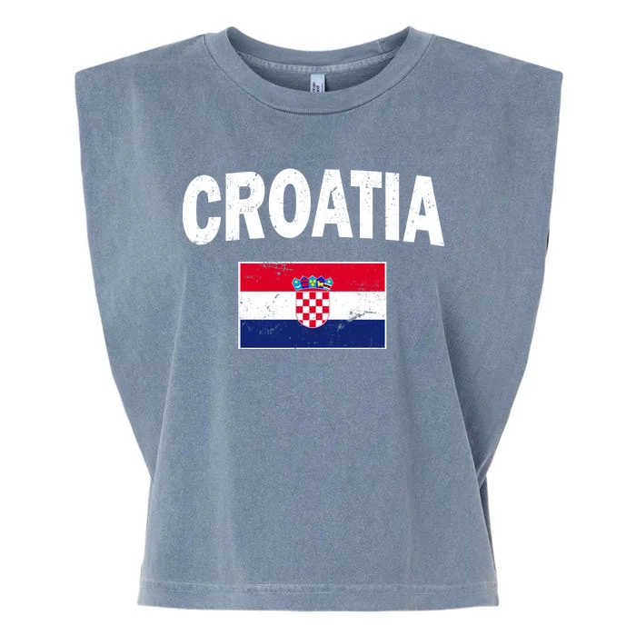 Croatia Team Vintage Soccer Flag Garment-Dyed Women's Muscle Tee