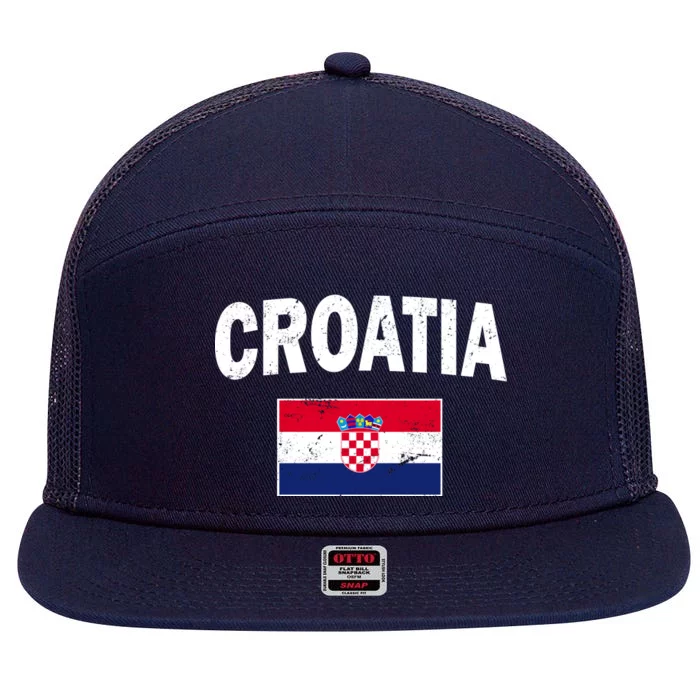 Croatia Team Vintage Soccer Flag 7 Panel Mesh Trucker Snapback Hat