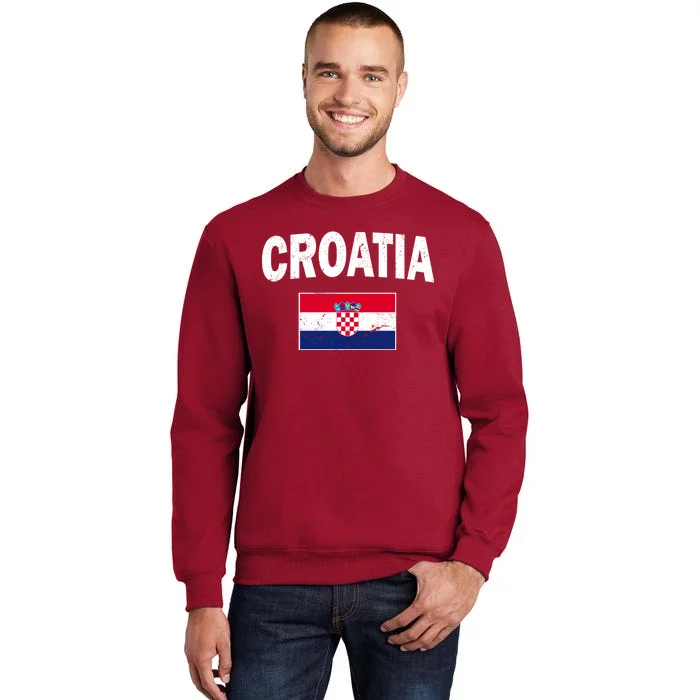 Croatia Team Vintage Soccer Flag Tall Sweatshirt