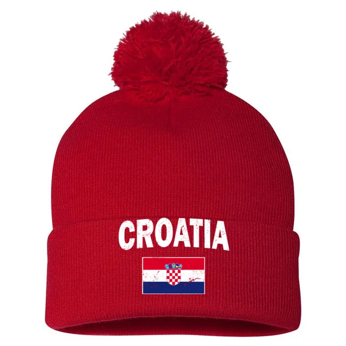 Croatia Team Vintage Soccer Flag Pom Pom 12in Knit Beanie