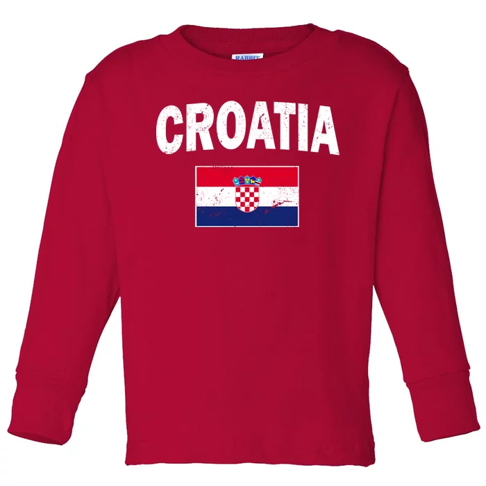 Croatia Team Vintage Soccer Flag Toddler Long Sleeve Shirt