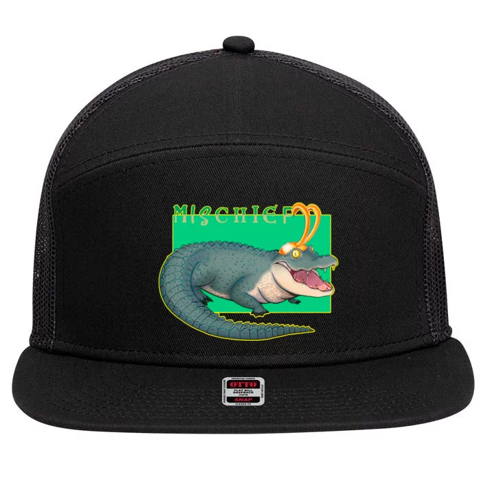 Croki Crocodile Alligator God of Mischief 7 Panel Mesh Trucker Snapback Hat