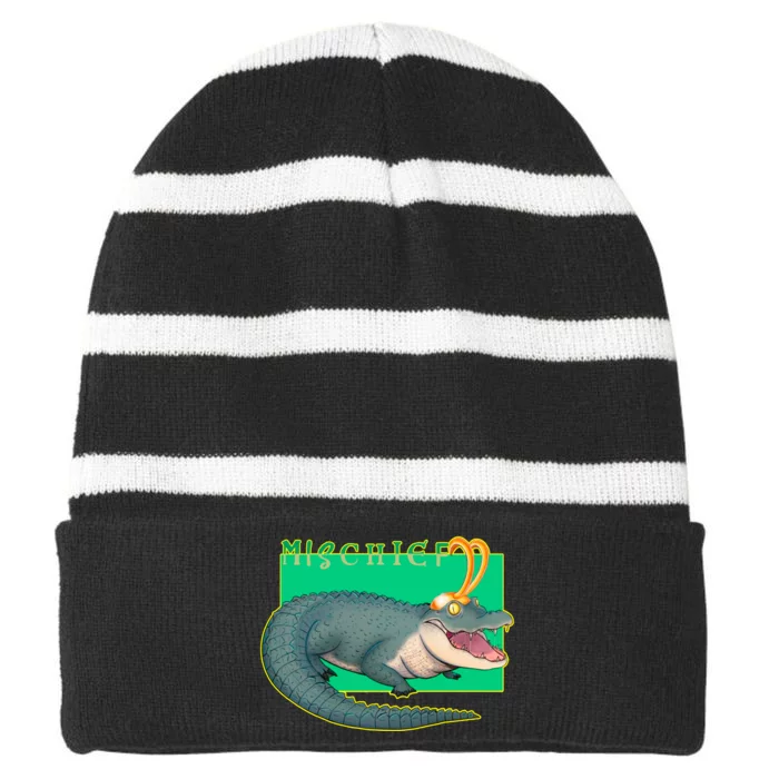 Croki Crocodile Alligator God of Mischief Striped Beanie with Solid Band