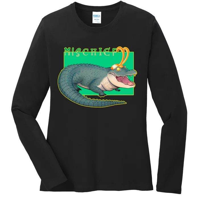 Croki Crocodile Alligator God of Mischief Ladies Long Sleeve Shirt