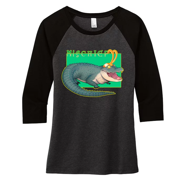 Croki Crocodile Alligator God of Mischief Women's Tri-Blend 3/4-Sleeve Raglan Shirt