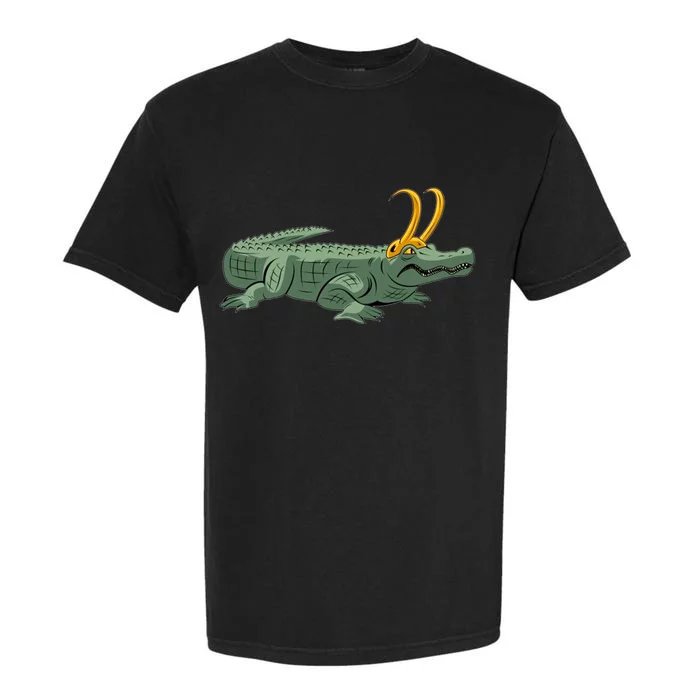 Croki Crocodile Alligator Golden Horns Garment-Dyed Heavyweight T-Shirt