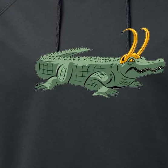 Croki Crocodile Alligator Golden Horns Performance Fleece Hoodie