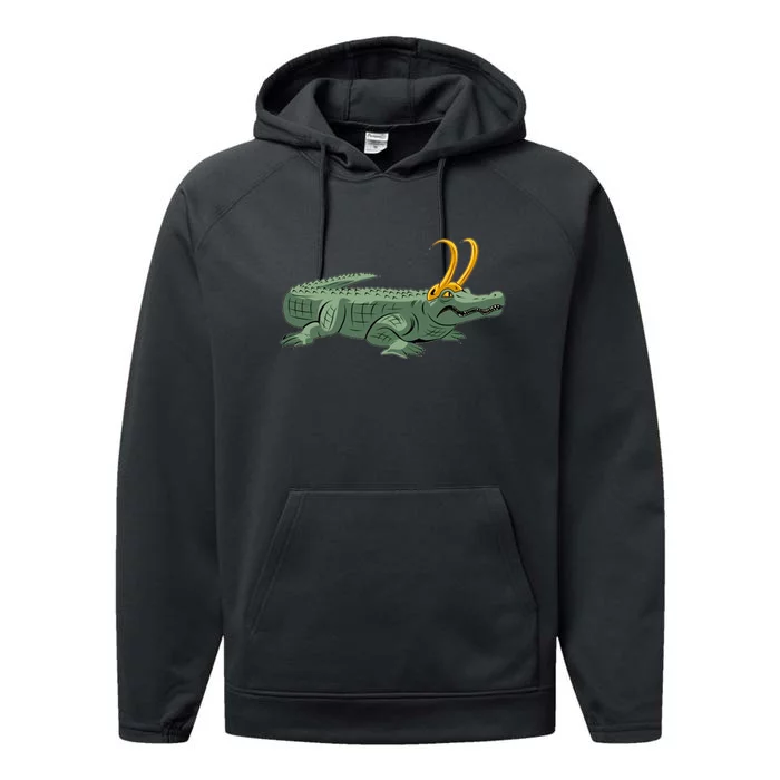 Croki Crocodile Alligator Golden Horns Performance Fleece Hoodie