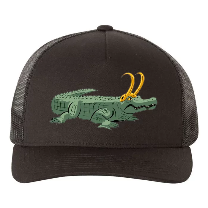 Croki Crocodile Alligator Golden Horns Yupoong Adult 5-Panel Trucker Hat