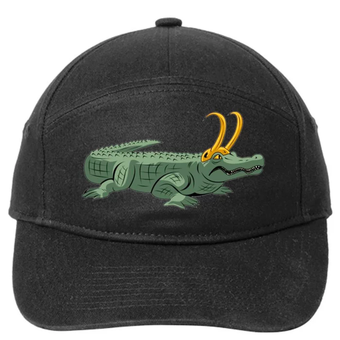 Croki Crocodile Alligator Golden Horns 7-Panel Snapback Hat