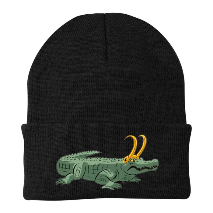 Croki Crocodile Alligator Golden Horns Knit Cap Winter Beanie