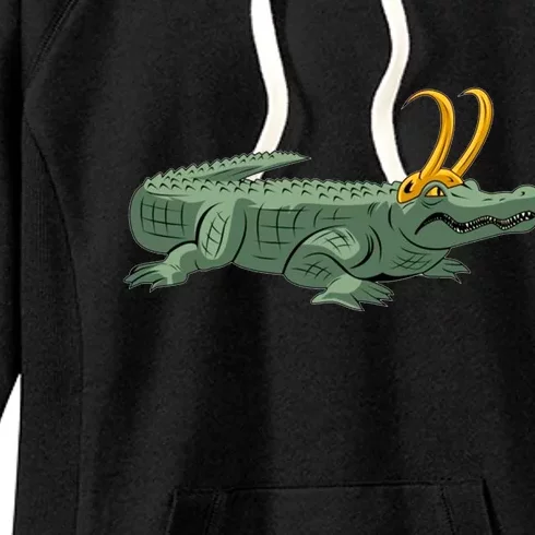 Croki Crocodile Alligator Golden Horns Women's Fleece Hoodie