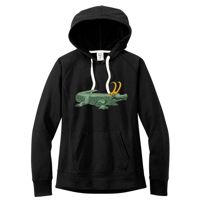 Croki Crocodile Alligator Golden Horns Women's Fleece Hoodie