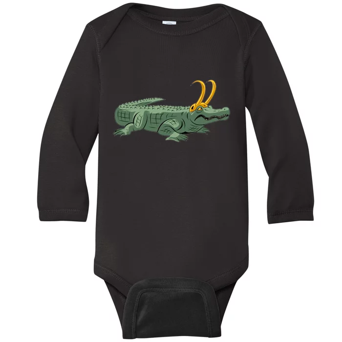 Croki Crocodile Alligator Golden Horns Baby Long Sleeve Bodysuit