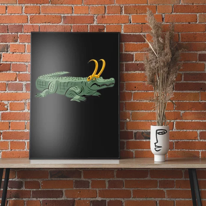 Croki Crocodile Alligator Golden Horns Poster