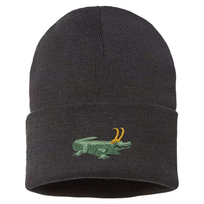 Croki Crocodile Alligator Golden Horns Sustainable Knit Beanie