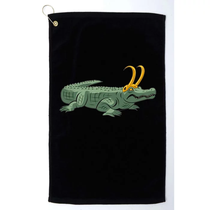 Croki Crocodile Alligator Golden Horns Platinum Collection Golf Towel