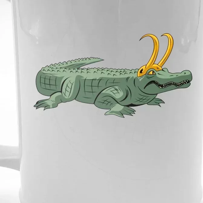 Croki Crocodile Alligator Golden Horns Front & Back Beer Stein