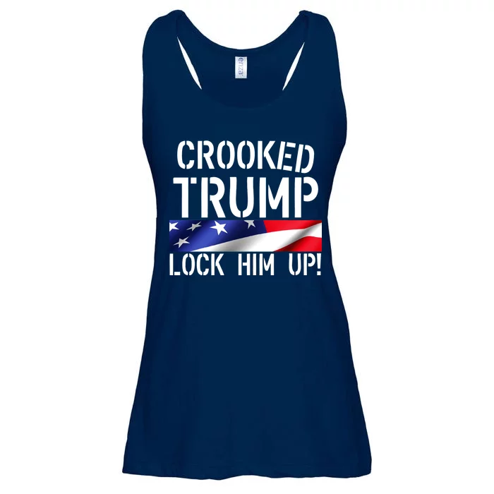 Crooked Trump Lock Him Up USA Ladies Essential Flowy Tank