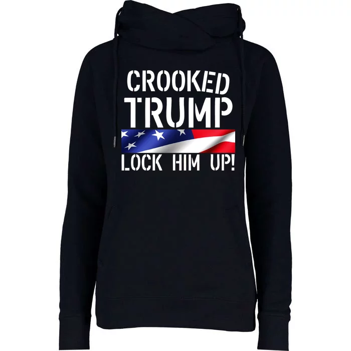 Crooked Trump Lock Him Up USA Womens Funnel Neck Pullover Hood