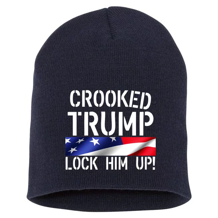 Crooked Trump Lock Him Up USA Short Acrylic Beanie