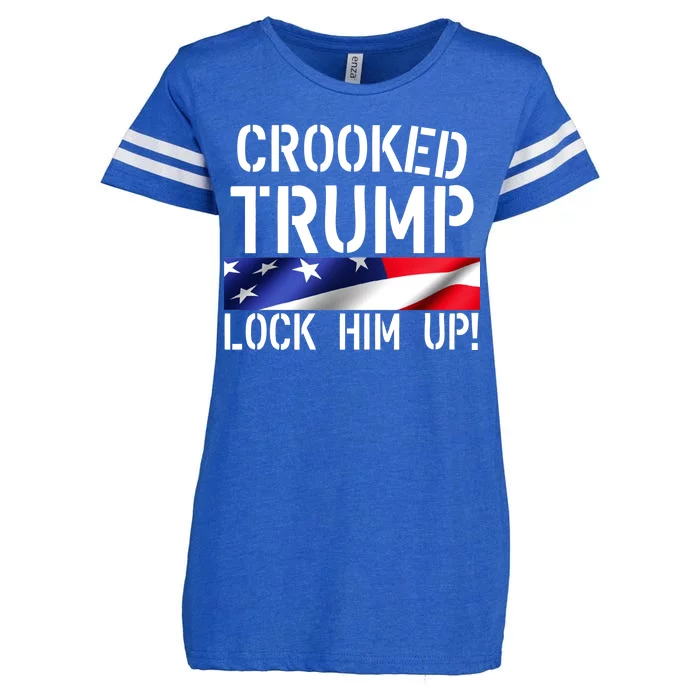 Crooked Trump Lock Him Up USA Enza Ladies Jersey Football T-Shirt