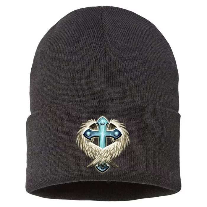 Cross With Wings Sustainable Knit Beanie