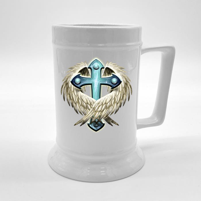 Cross With Wings Front & Back Beer Stein