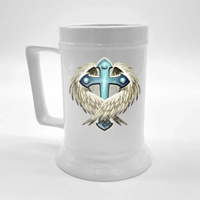 Cross With Wings Front & Back Beer Stein