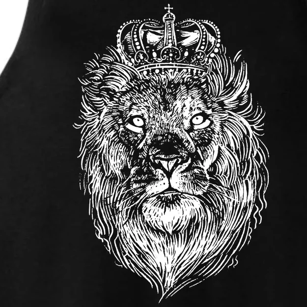 Crowned Lion Illustration Ladies Tri-Blend Wicking Tank