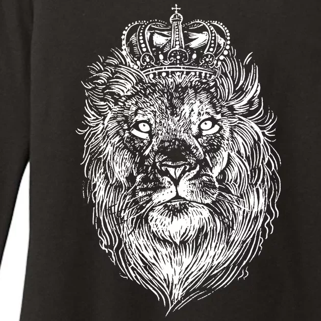 Crowned Lion Illustration Womens CVC Long Sleeve Shirt