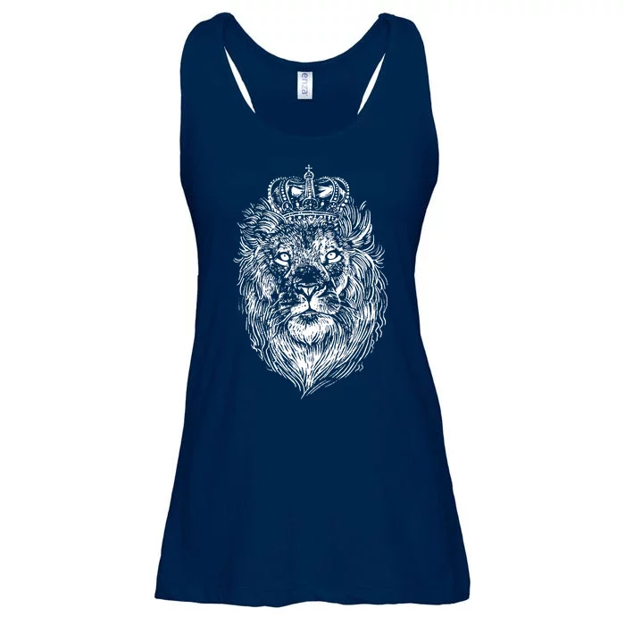 Crowned Lion Illustration Ladies Essential Flowy Tank